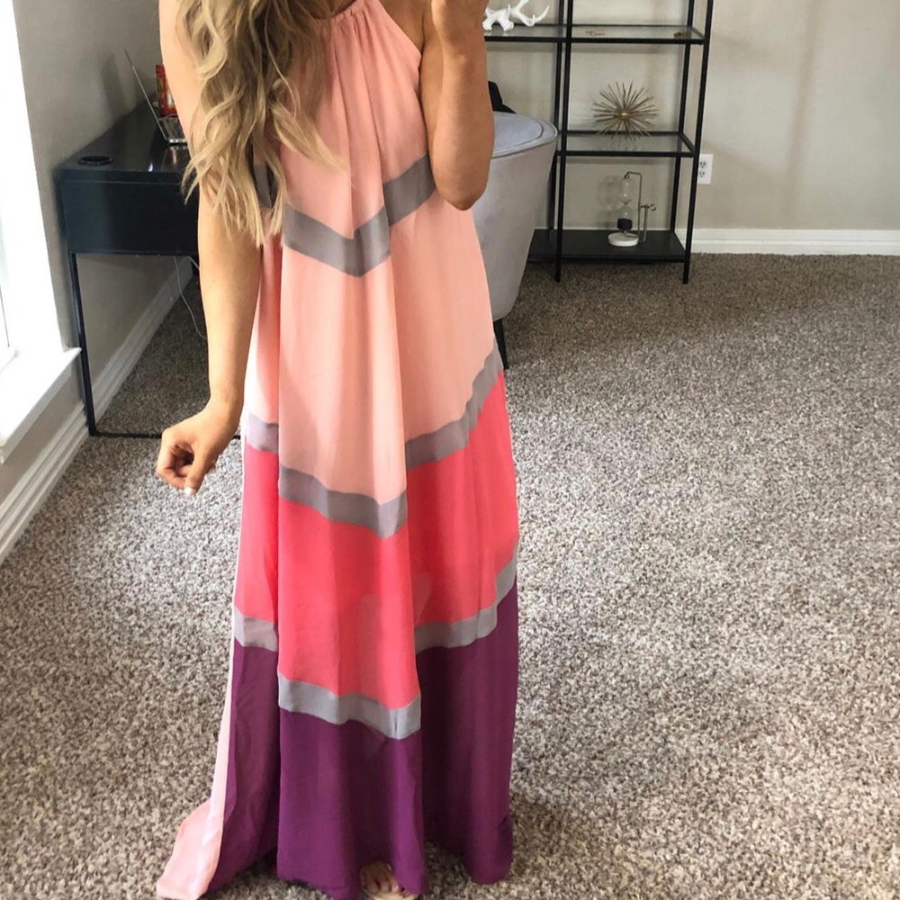 Layered pink maxi dress